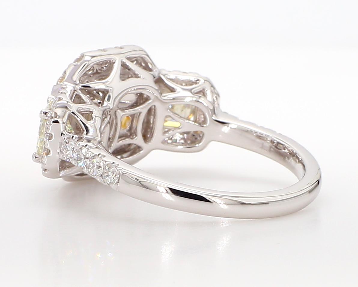 GIA Certified Fancy Light Yellow Radiant Diamond 3.81 Carat TW Cocktail Ring