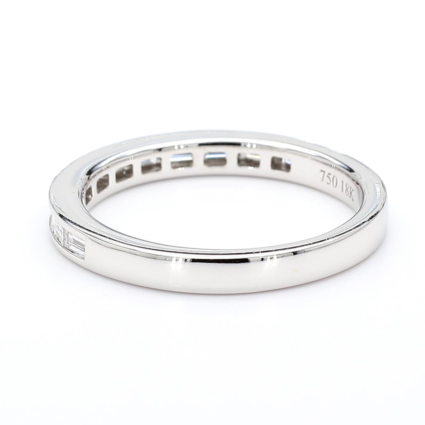 Natural White Baguette Diamond .40 Carat TW White Gold Wedding Band