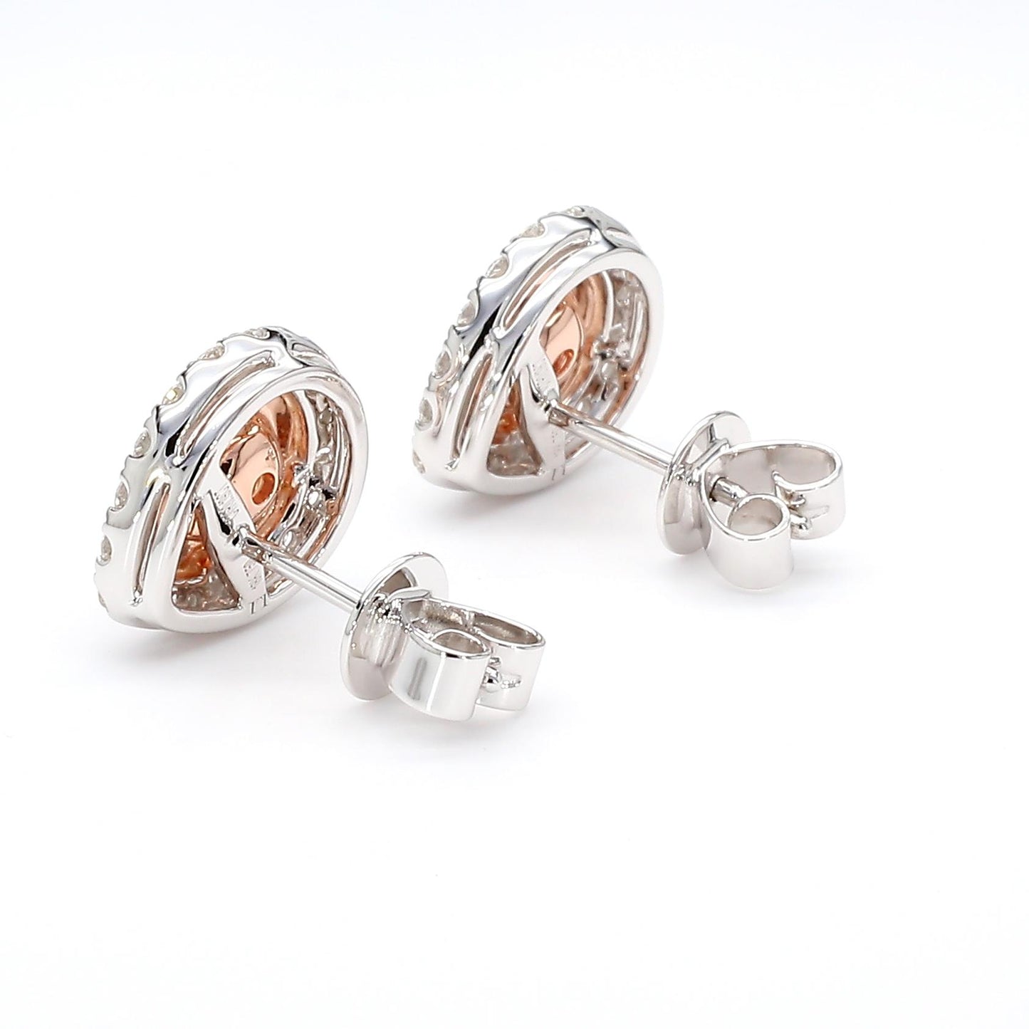 GIA Certified Fancy Orangy Pink Pear Diamond 0.96 Carat TW Gold Stud Earrings