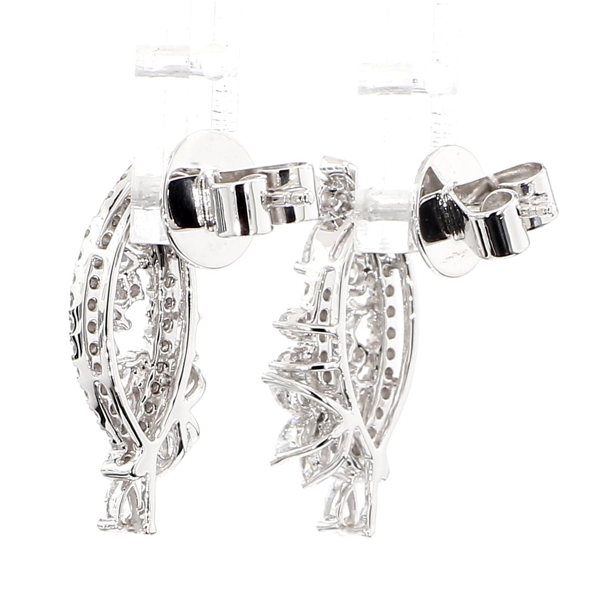 Natural White Marquise Diamond 0.99 Carat TW White Gold Marquise Earrings