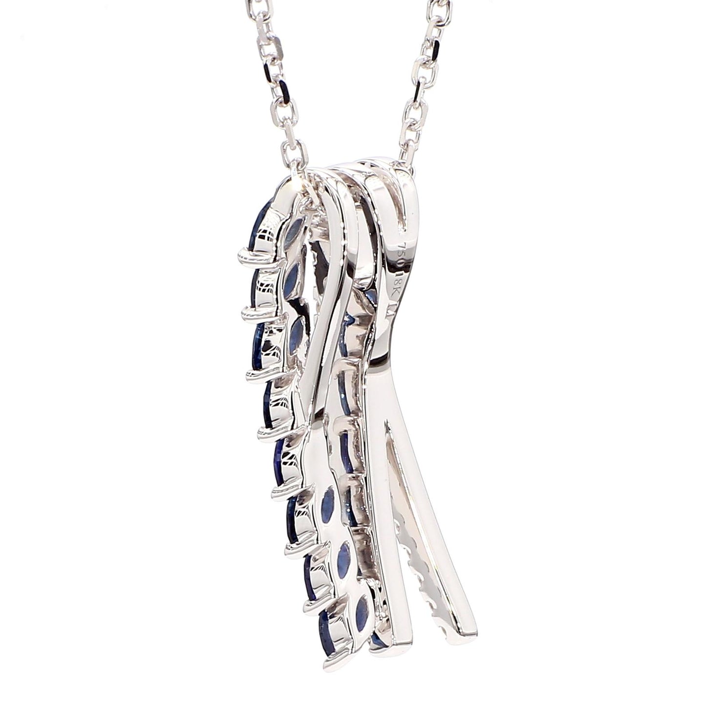 Natural Blue Marquise Sapphire and Diamond 1.15 Carat TW Gold Drop Pendant