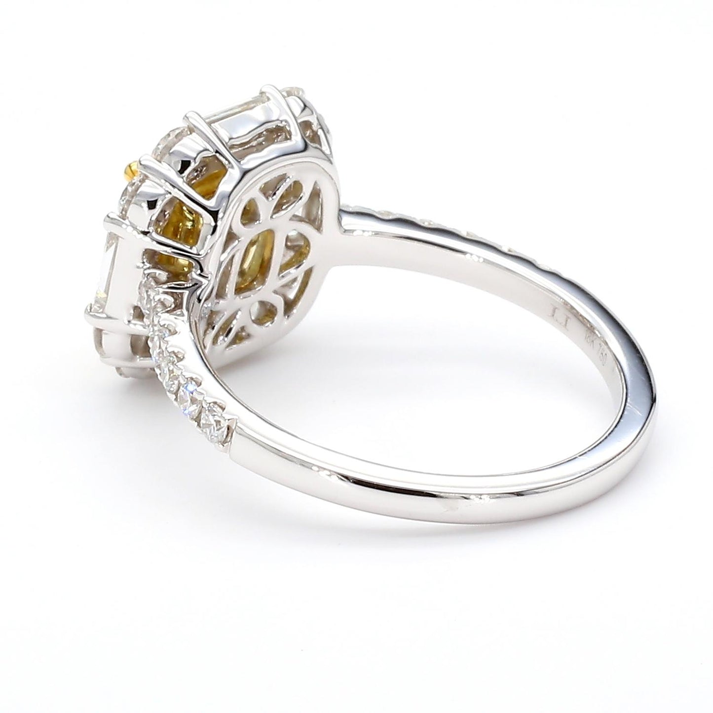 GIA Certified Natural Yellow Cushion Diamond 2.09 Carat TW Gold Cocktail Ring
