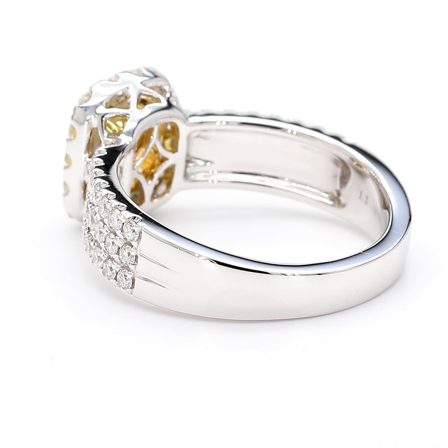 GIA Certified Natural Yellow Cushion Diamond 2.06 Carat TW Gold Cocktail Ring