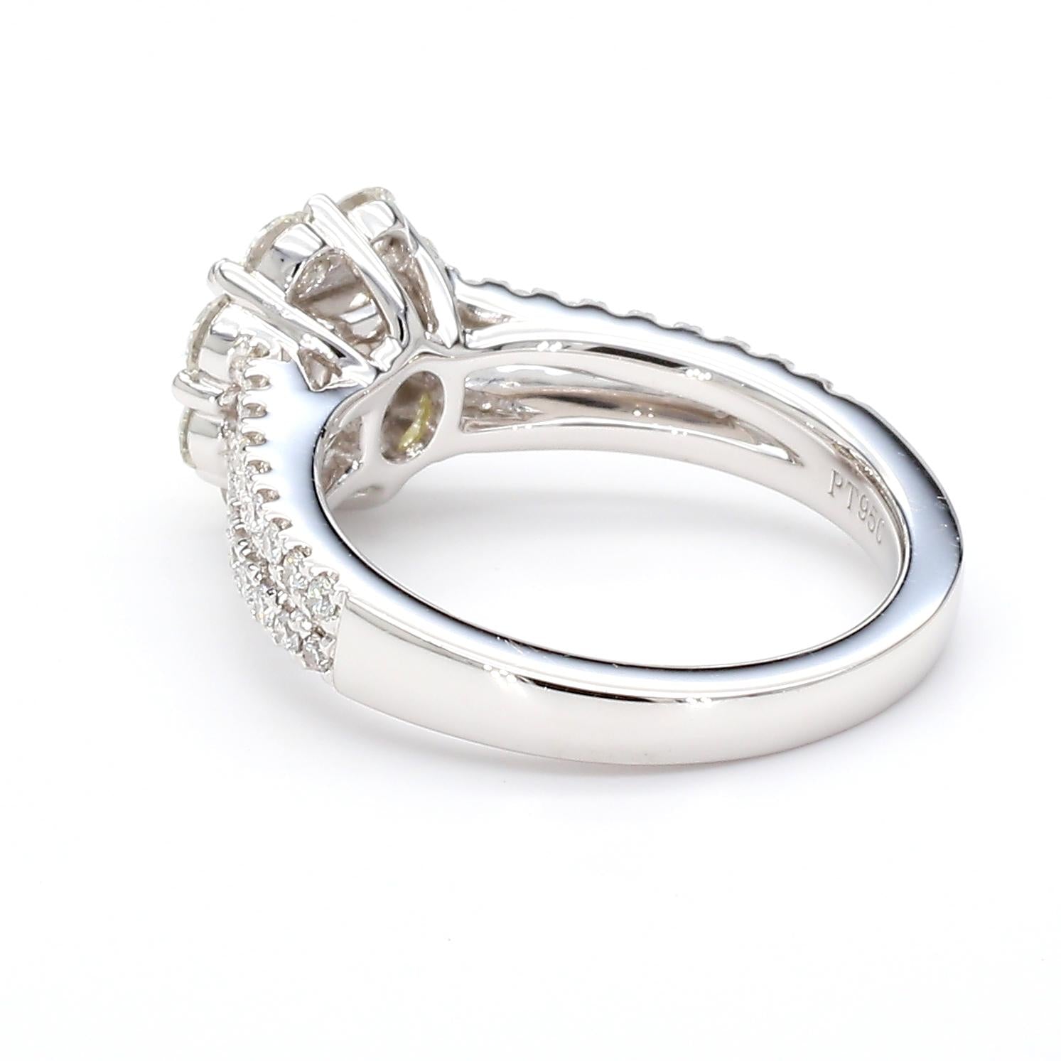 GIA Certified Intense Yellow Emerald Diamond 1.36 Carat TW Plat Cocktail Ring