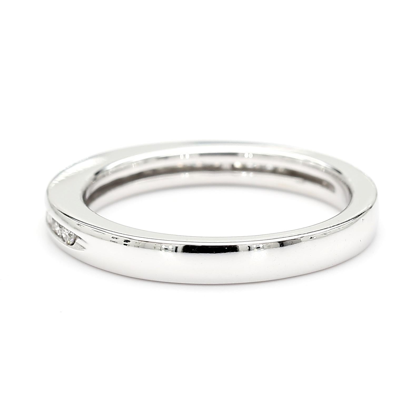 Natural White Round Diamond 0.19 Carat TW White Gold Wedding Band