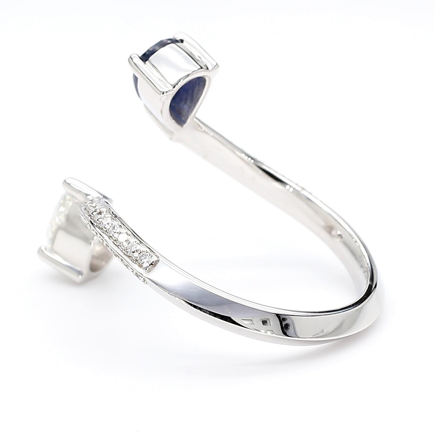 Natural Blue Pear Sapphire and White Diamond 1.19 Carat TW Gold Cocktail Ring