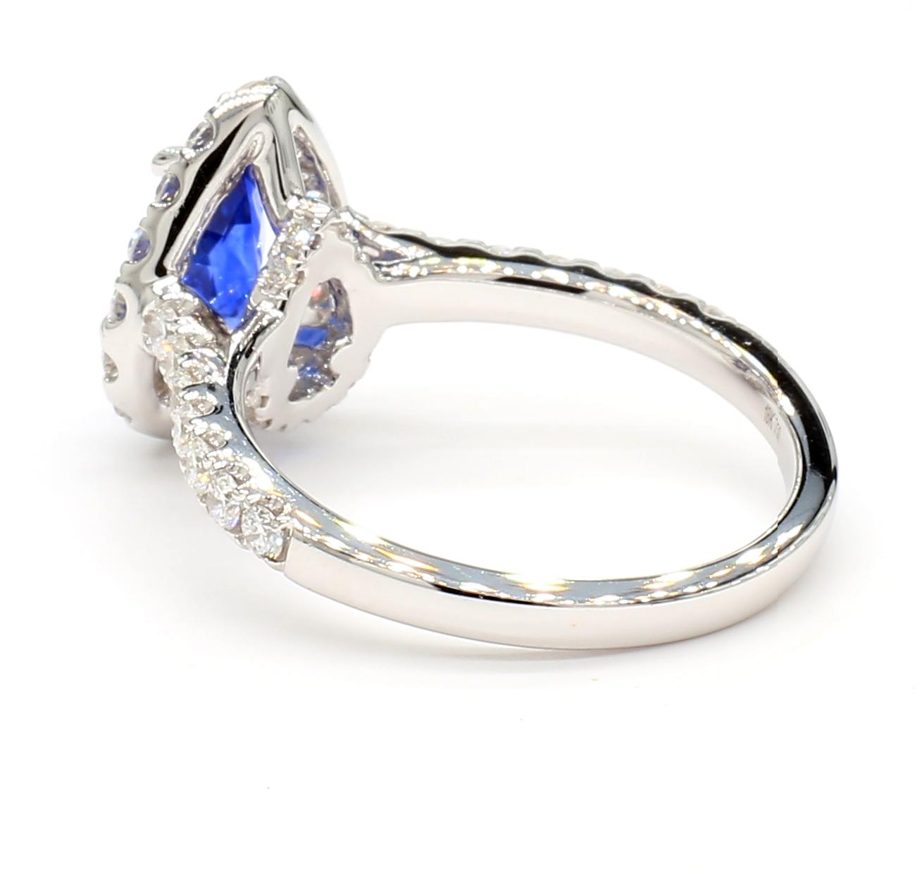 Natural Blue Pear Sapphire and White Diamond 2.22 Carat TW Gold Cocktail Ring