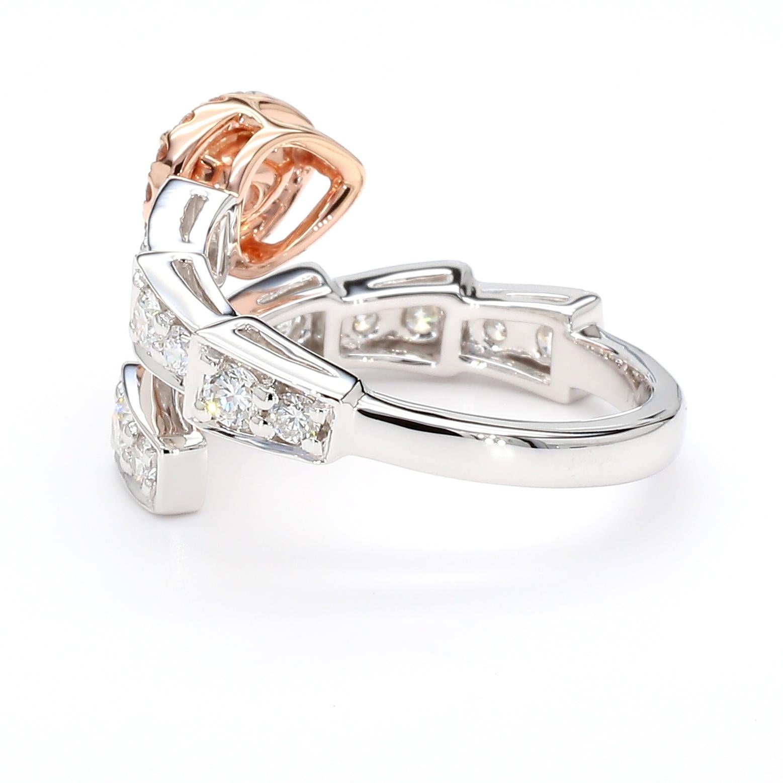 GIA Certified Fancy Light Purplish Pink Pear Diamond 1.41 Carat TW Gold Ring