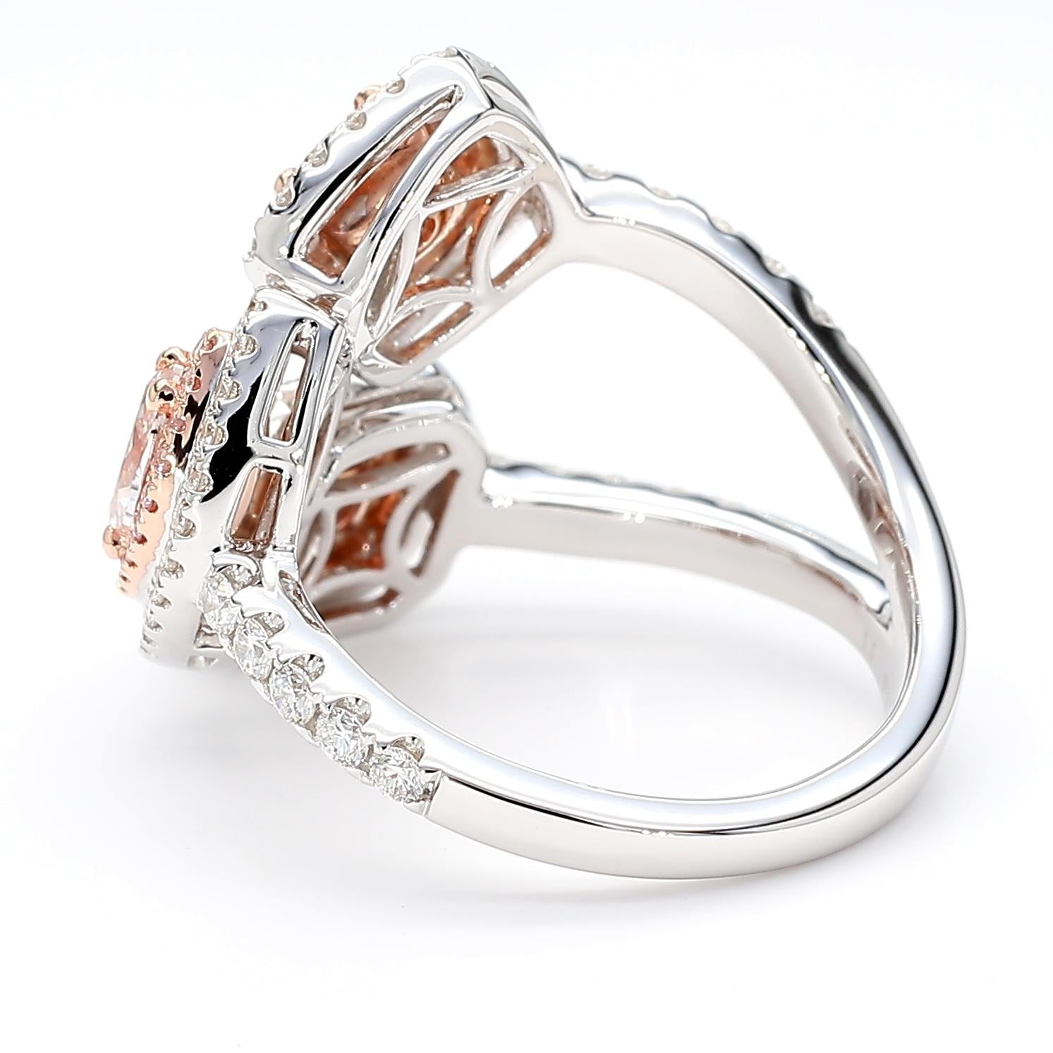 GIA Certified Fancy Pinkish Brown Diamond 1.66 Carat TW Gold Cocktail Ring