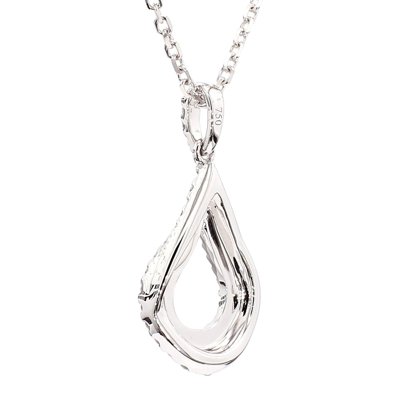 Natural White Round Diamond 0.34 Carat TW White Gold Drop Pendant
