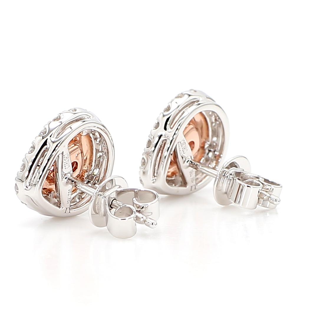 GIA Certified Fancy Pink Pear Diamond 1.07 Carat TW Gold Stud Earrings