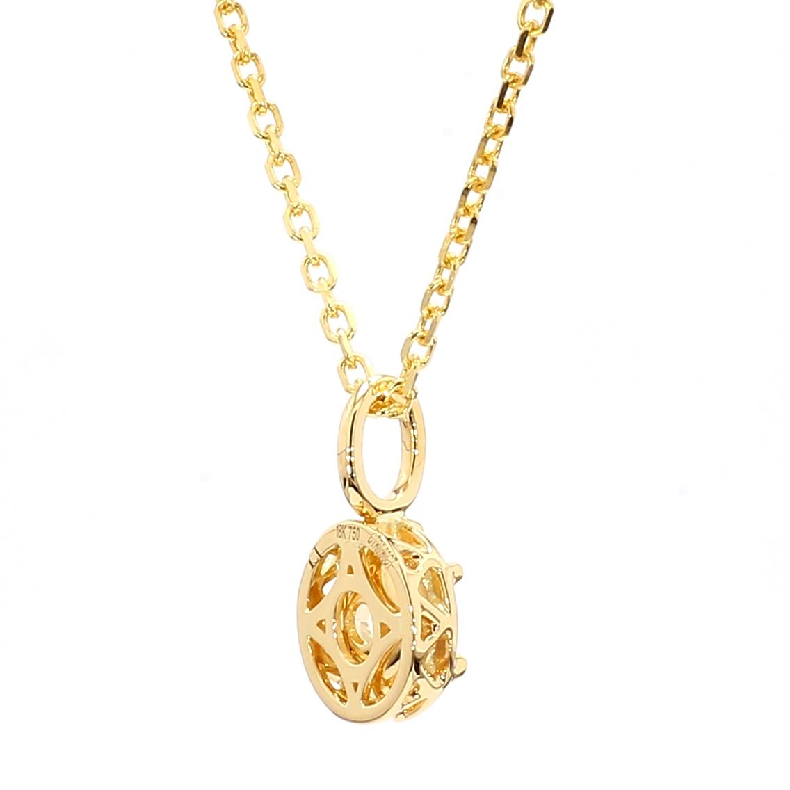 GIA Certified Natural Yellow Oval Diamond 0.80 Carat TW Gold Drop Pendant