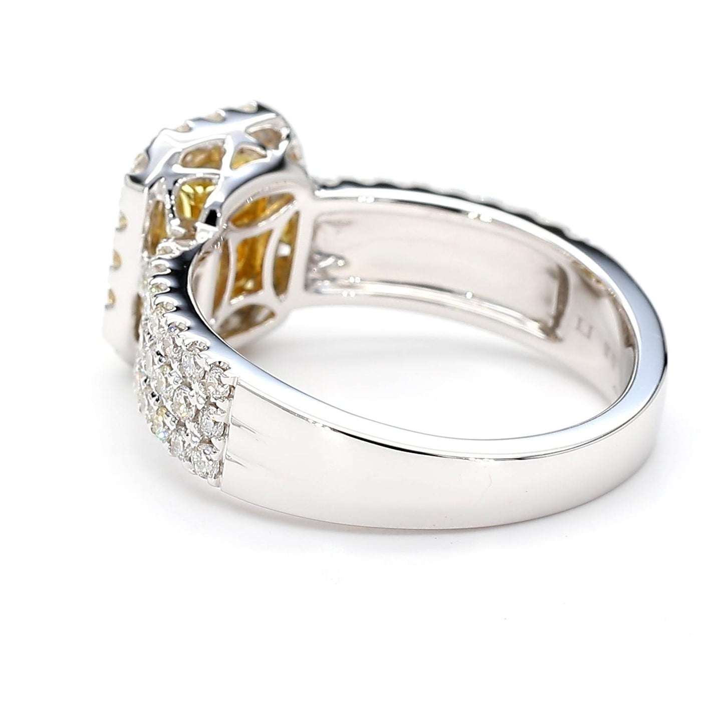 GIA Certified Natural Yellow Radiant Diamond 1.81 Carat TW Gold Cocktail Ring