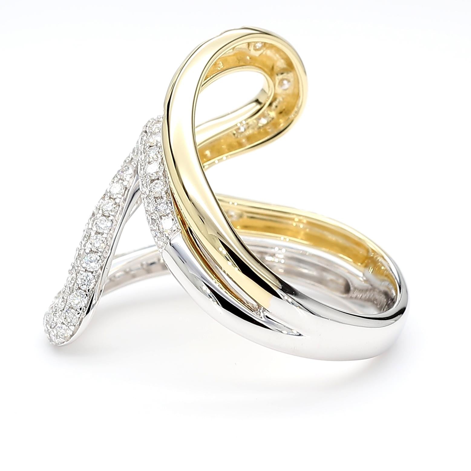 Natural White Round Diamond 0.72 Carat TW Gold Cocktail Ring