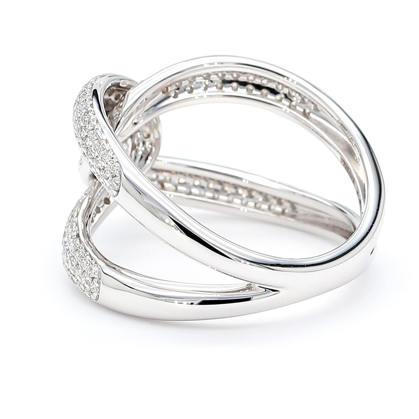 Natural White Round Diamond 0.61 Carat TW White Gold Cocktail Ring