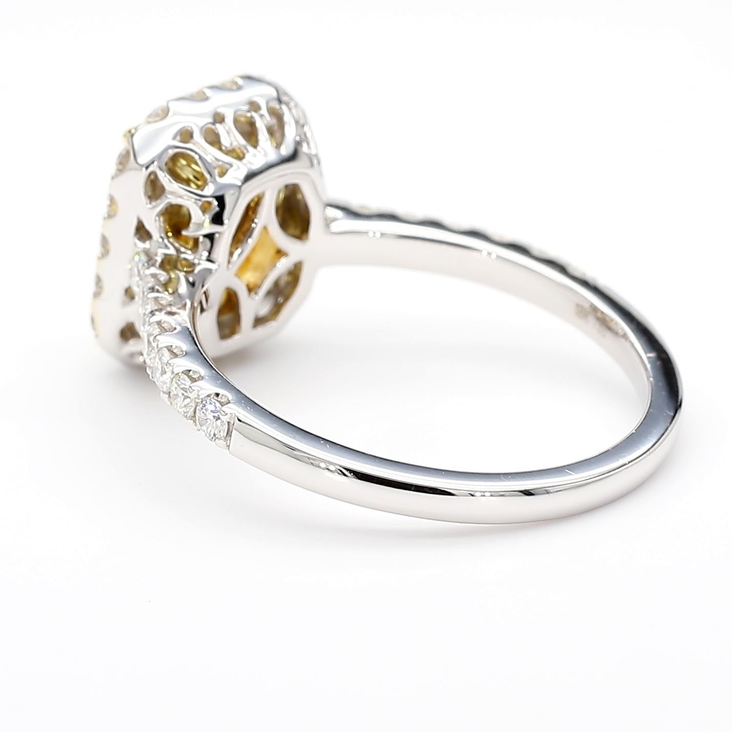 GIA Certified Natural Yellow Radiant Diamond 2.22 Carat TW Gold Cocktail Ring