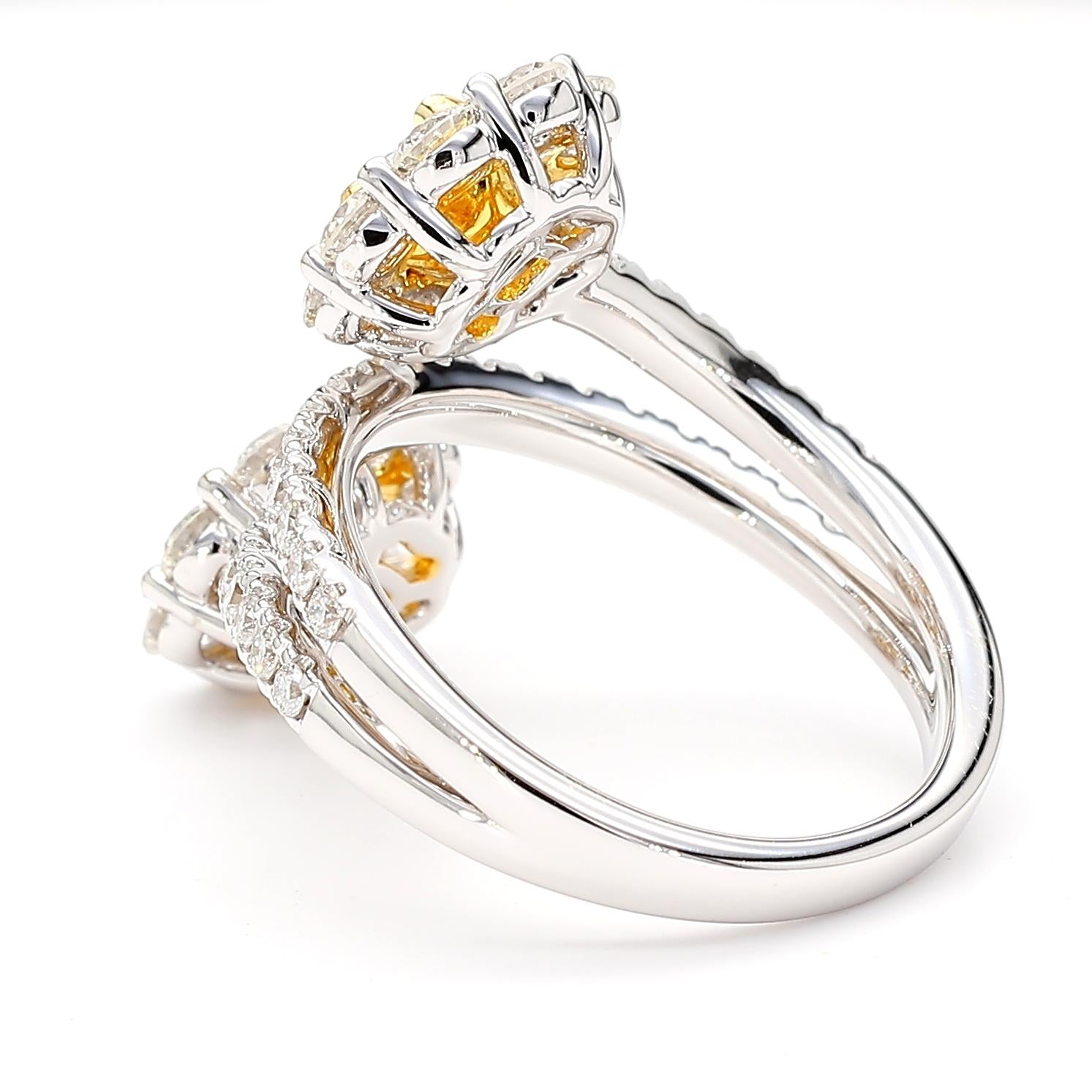 Natural Yellow Cushion Diamond 2.43 Carat TW Gold Cocktail Ring