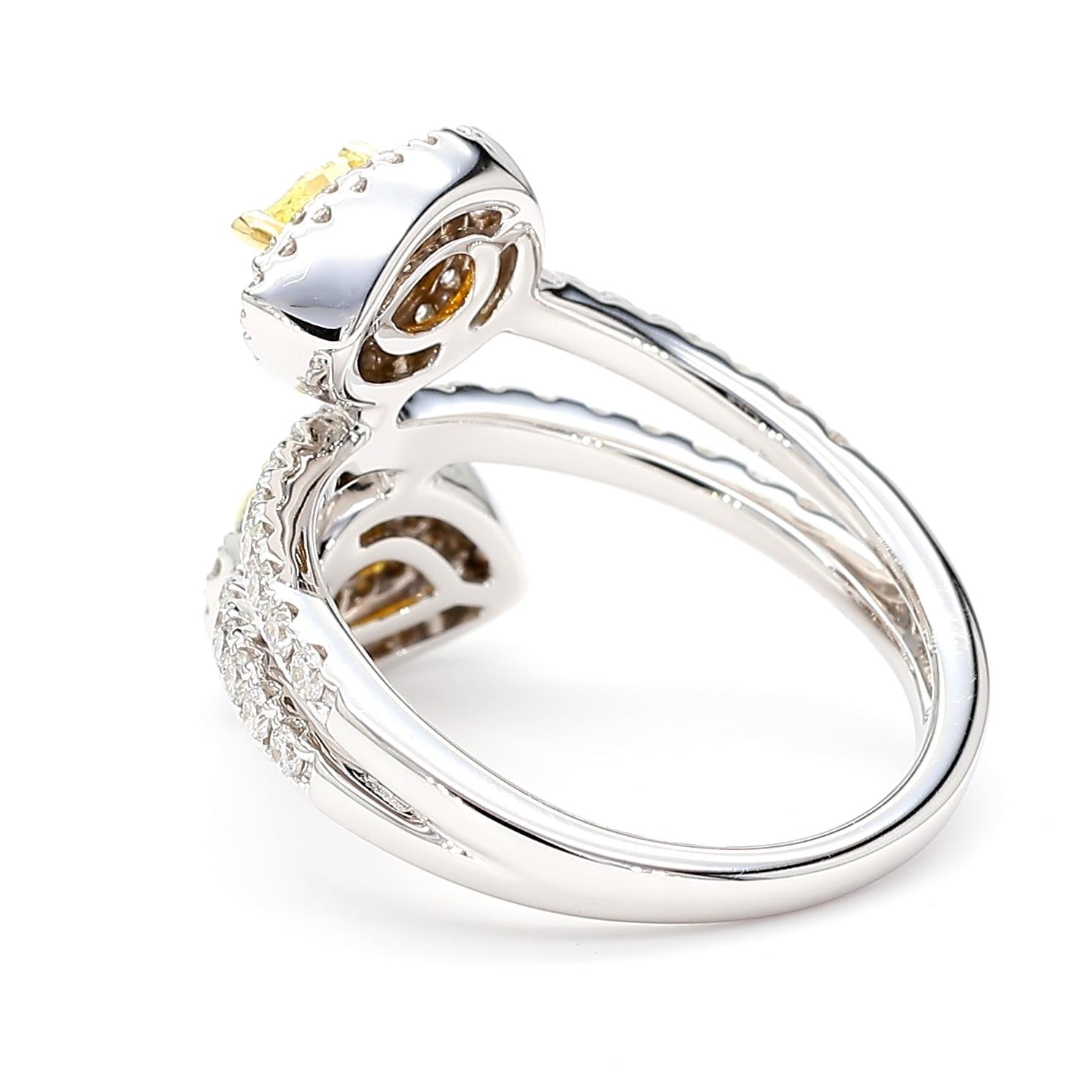 Natural Yellow Pear Diamond 1.21 Carat Tw Gold Cocktail Ring