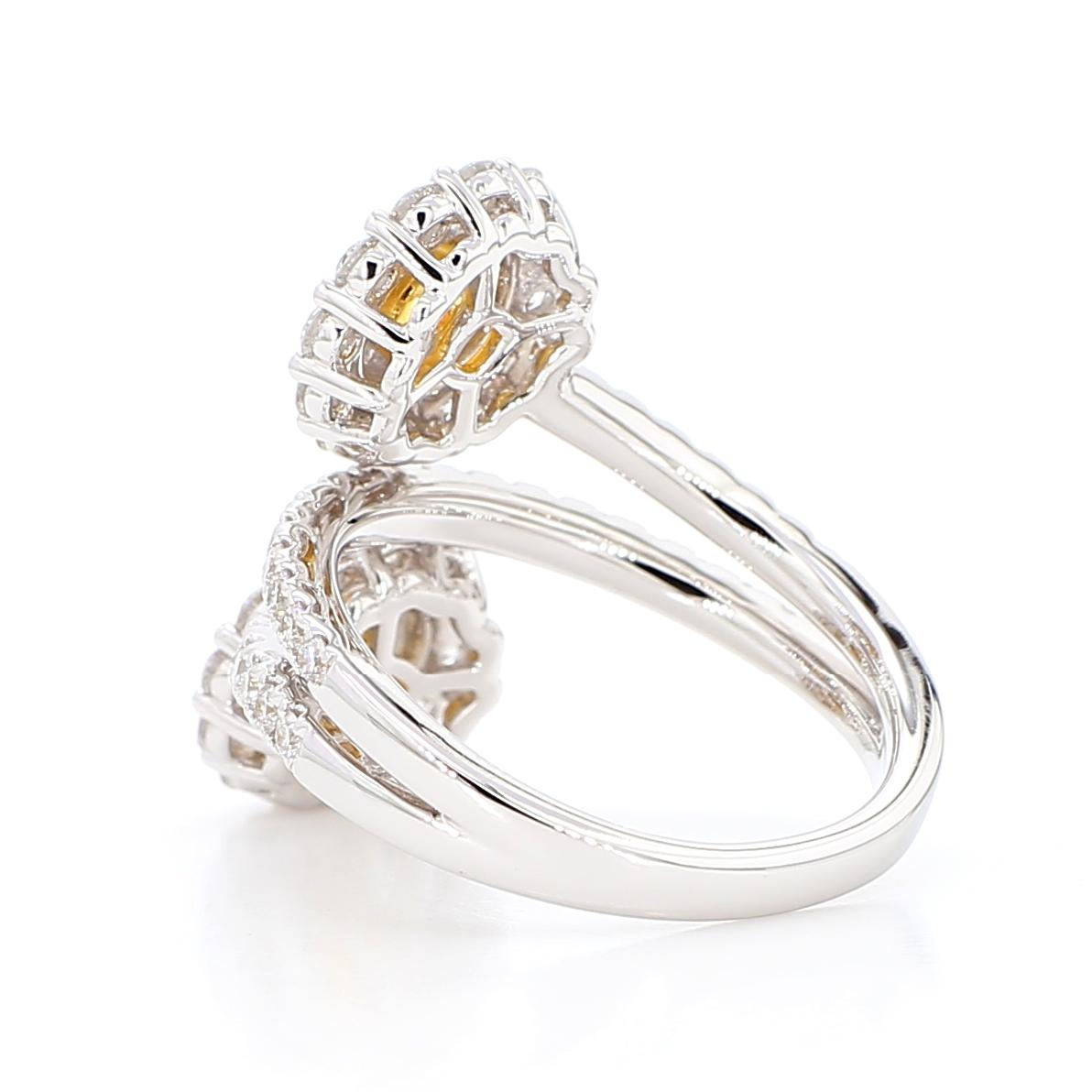 Natural Yellow Round Diamond 1.62 Carat TW Gold Cocktail Ring