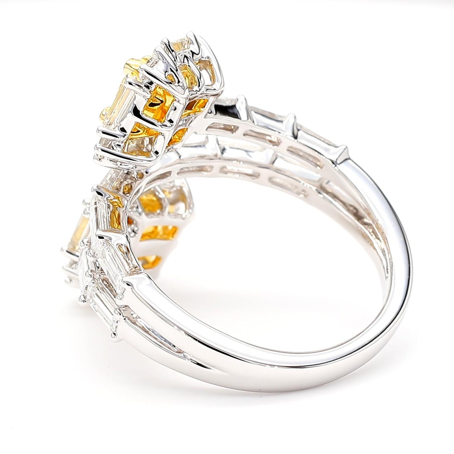 Natural Yellow Cushion Diamond 2.48 Carat TW Gold Cocktail Ring