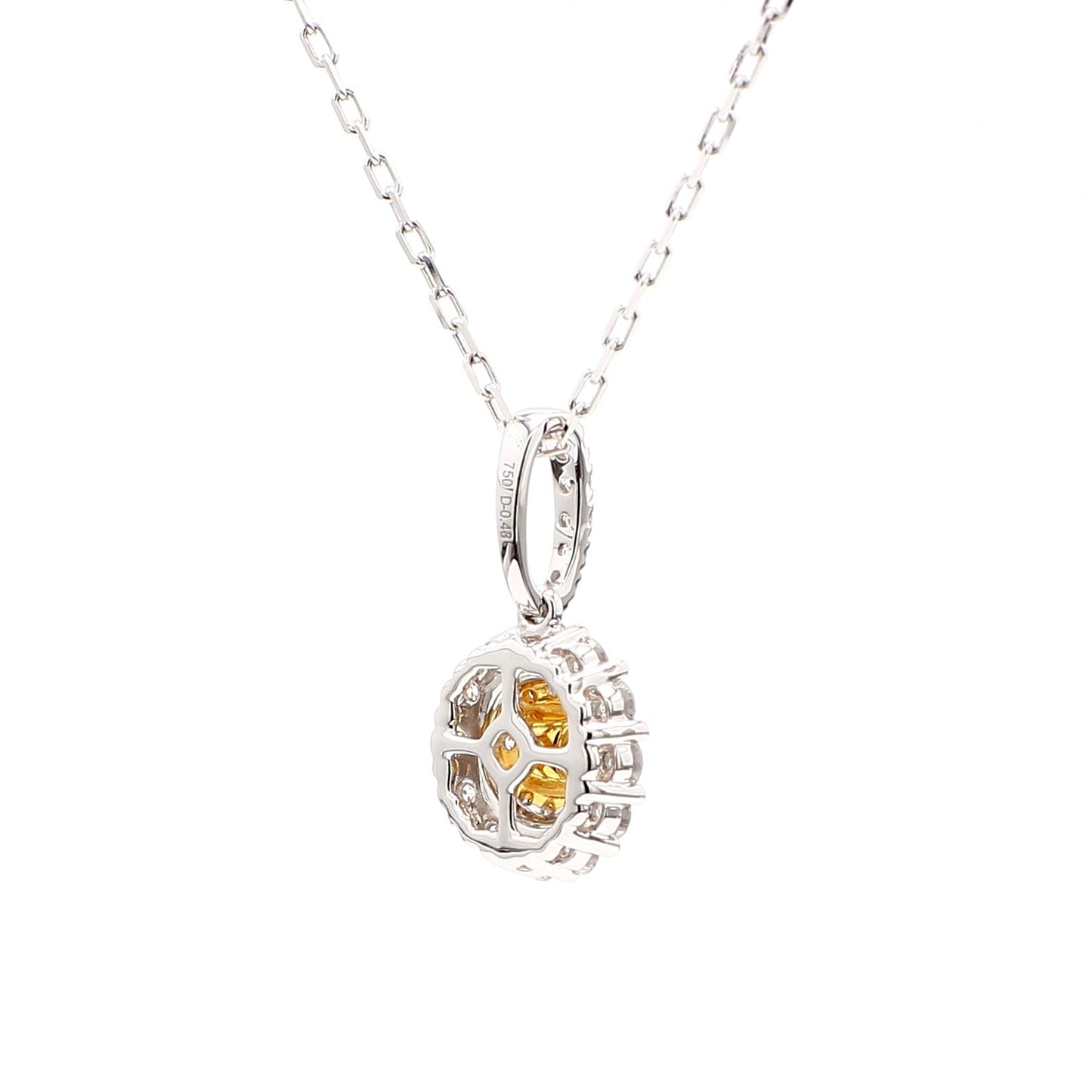 Natural Yellow Round Diamond .64 Carat TW Gold Drop Pendant