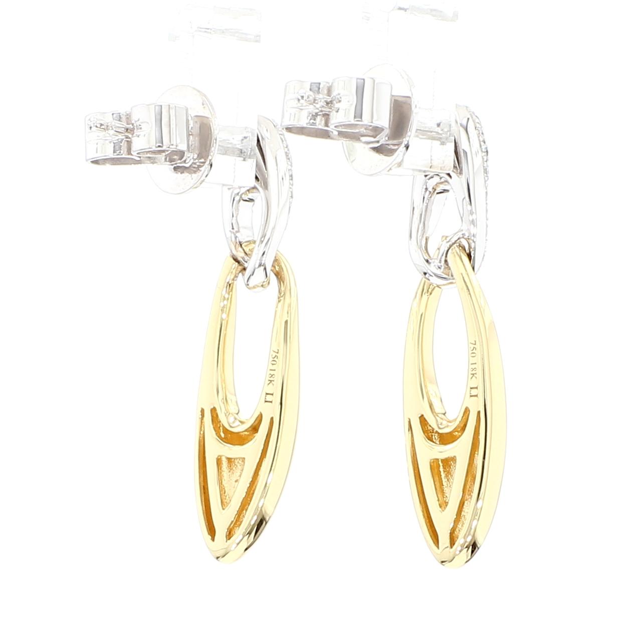 Natural White Round Diamond 0.23 Carat TW Gold Dangle Earrings