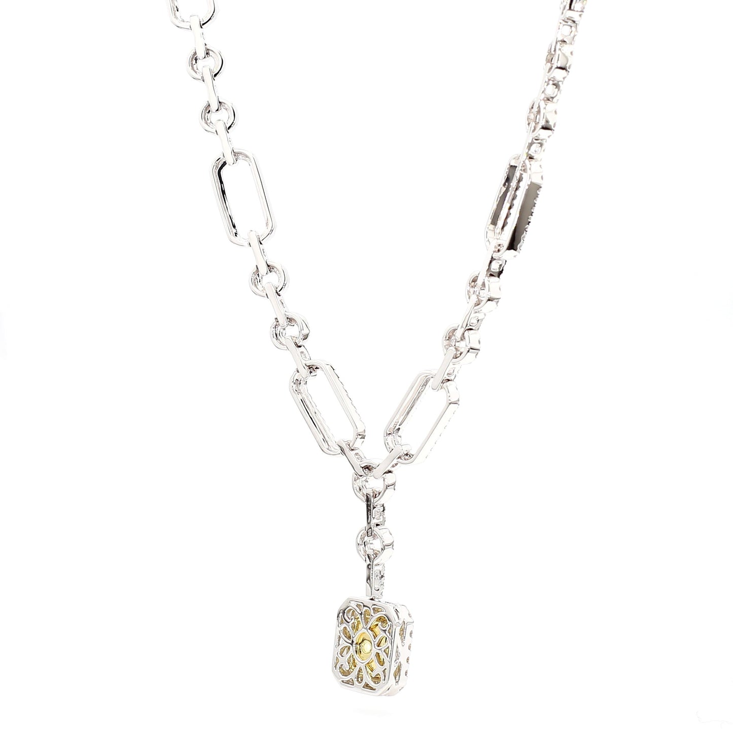 GIA Certified Natural Yellow Radiant Diamond 7.91 Carat TW Gold Drop Necklace