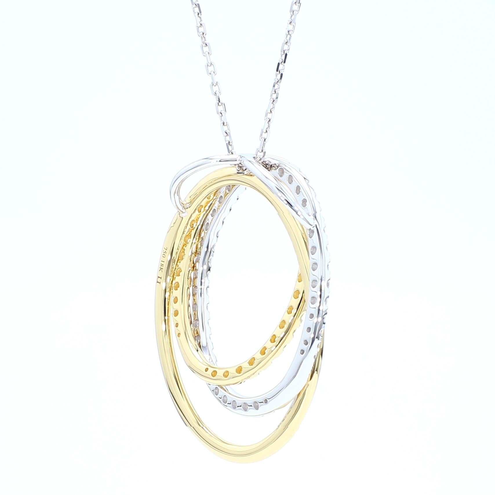 Natural Yellow Round Diamond .70 Carat TW Gold Drop Pendant