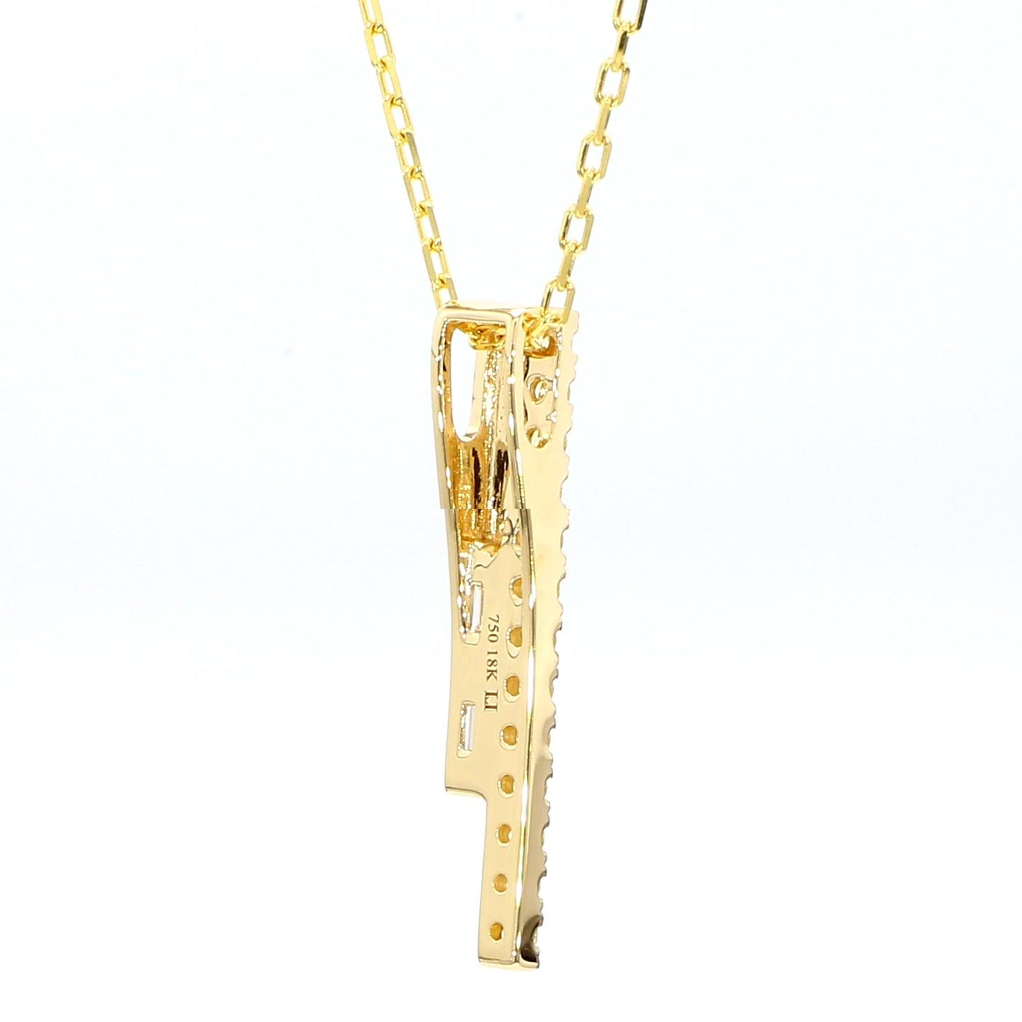 Natural White Baguette Diamond 0.37 Carat TW Yellow Gold Drop Pendant