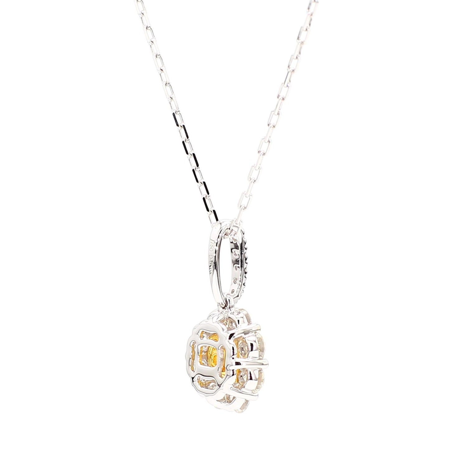 Natural Yellow Cushion Diamond 1.07 Carat TW Gold Drop Pendant