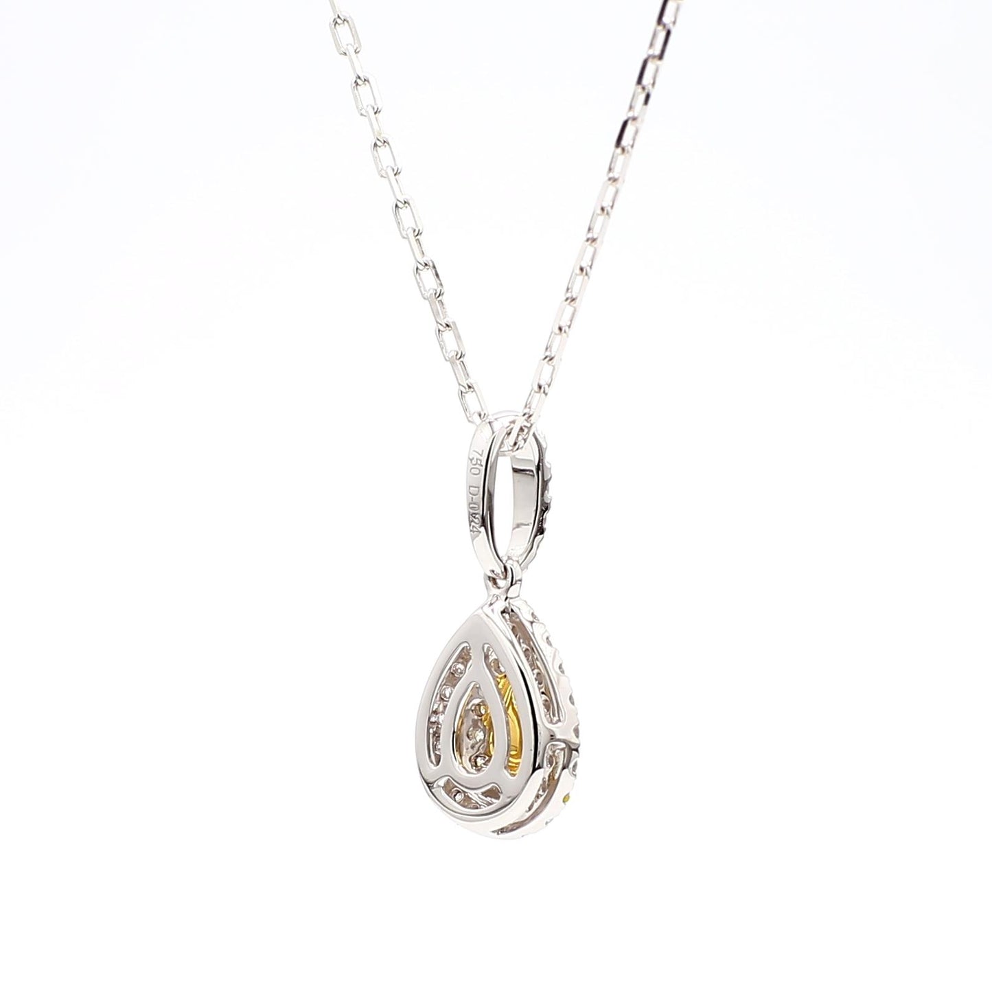 Natural Yellow Pear Diamond 0.43 Carat TW Gold Drop Pendant