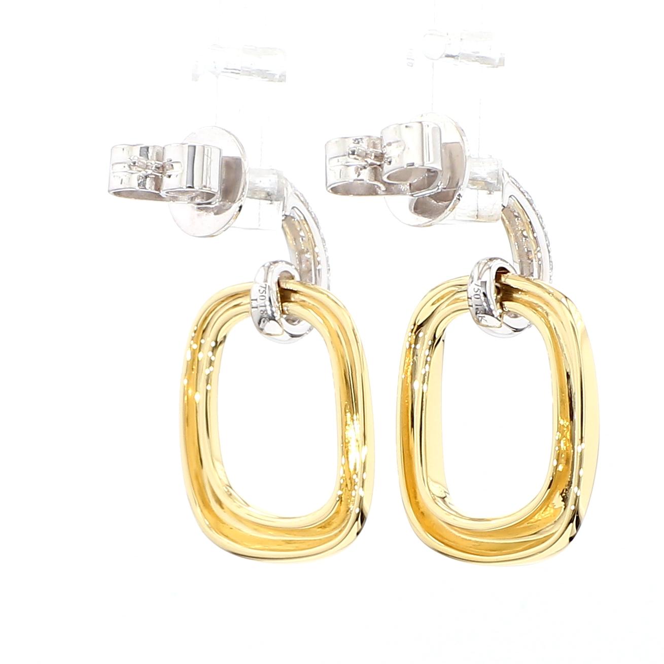 Natural White Round Diamond 0.21 Carat TW Yellow Gold Drop Earrings