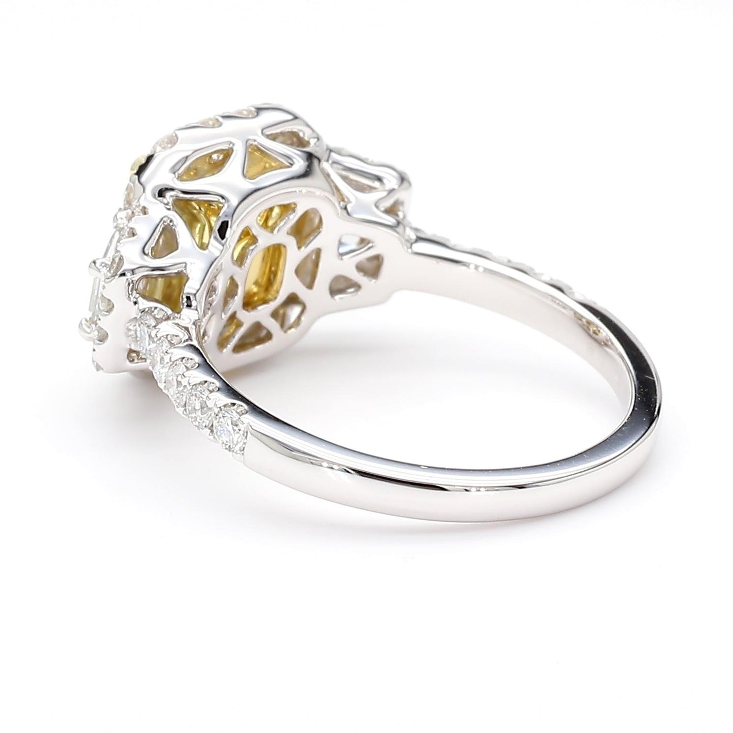 GIA Certified Natural Yellow Radiant Diamond 2.55 Carat TW Gold Cocktail Ring