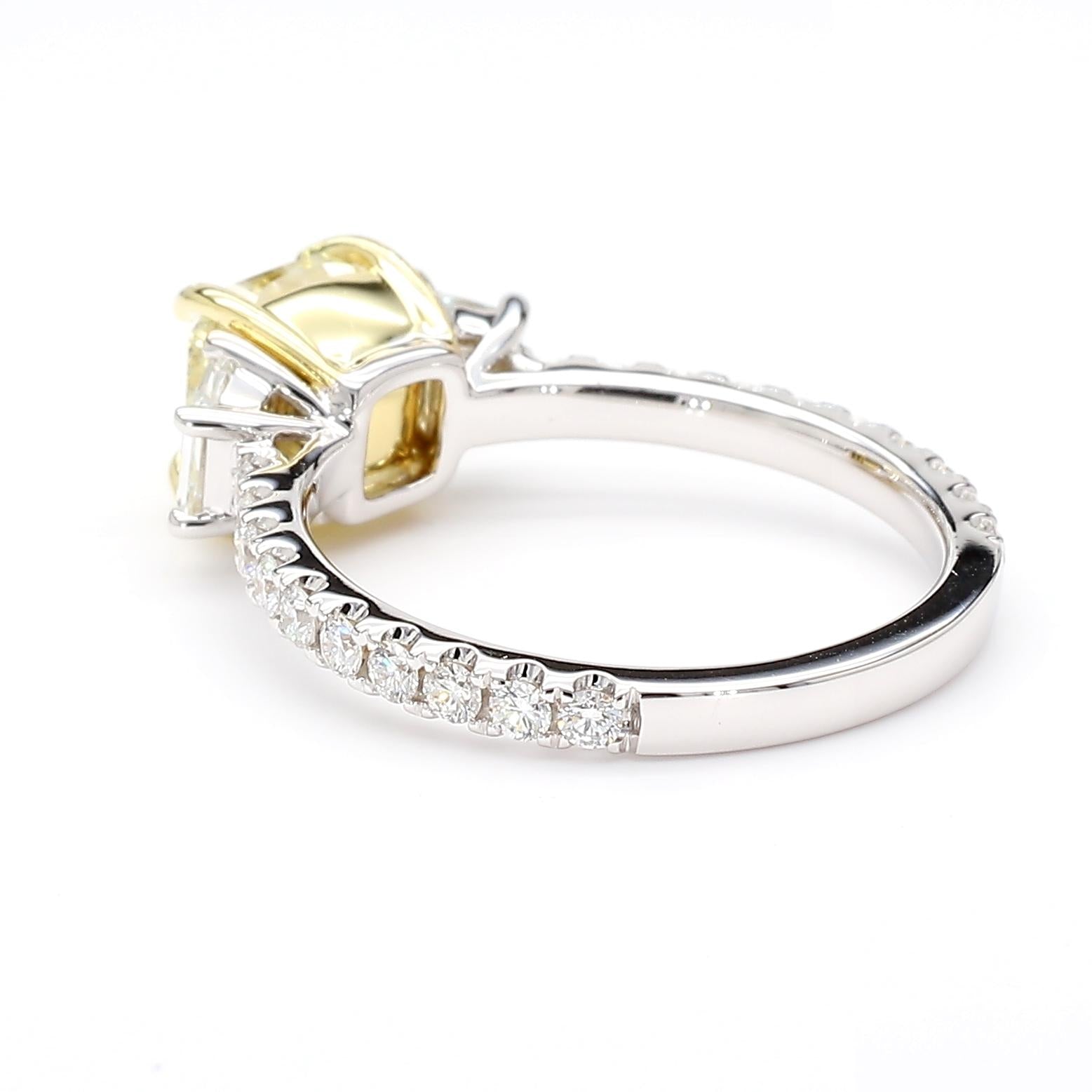 GIA Certified Natural Yellow Cushion Diamond 2.91 Carat TW Gold Cocktail Ring