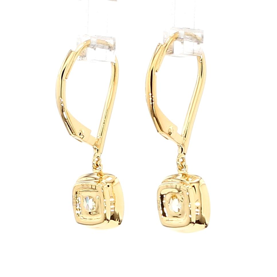 GIA Certified Natural Yellow Cushion Diamond 2.28 Carat TW Gold Earrings