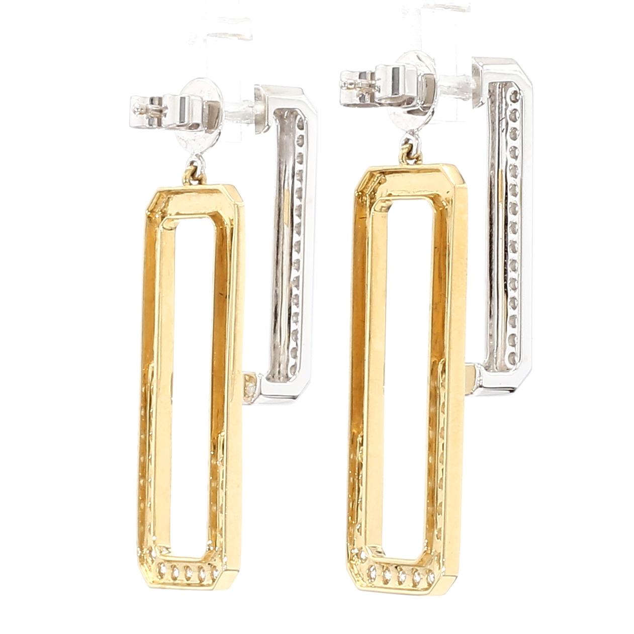 Natural White Round Diamond 0.90 Carat TW Gold Earrings