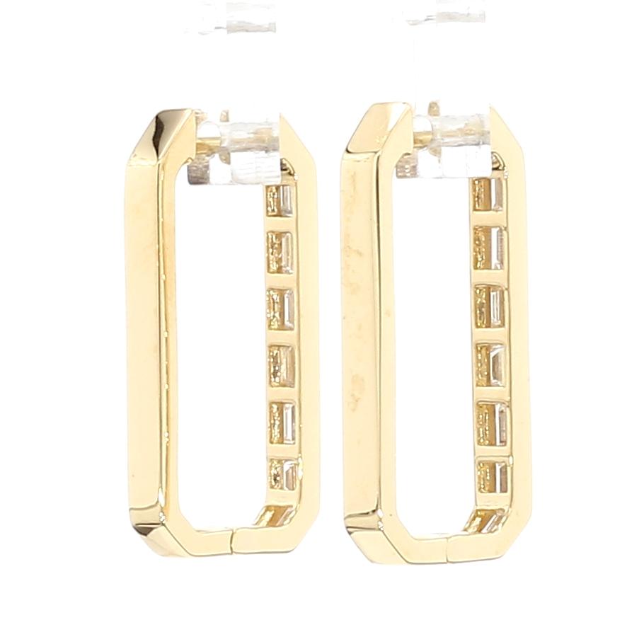 Natural White Baguette Diamond 1.09 Carat TW Gold Earrings