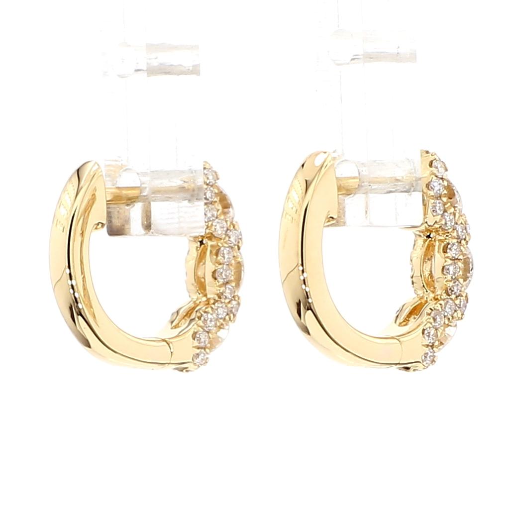 Natural White Round Diamond 0.85 Carat TW Gold Earrings