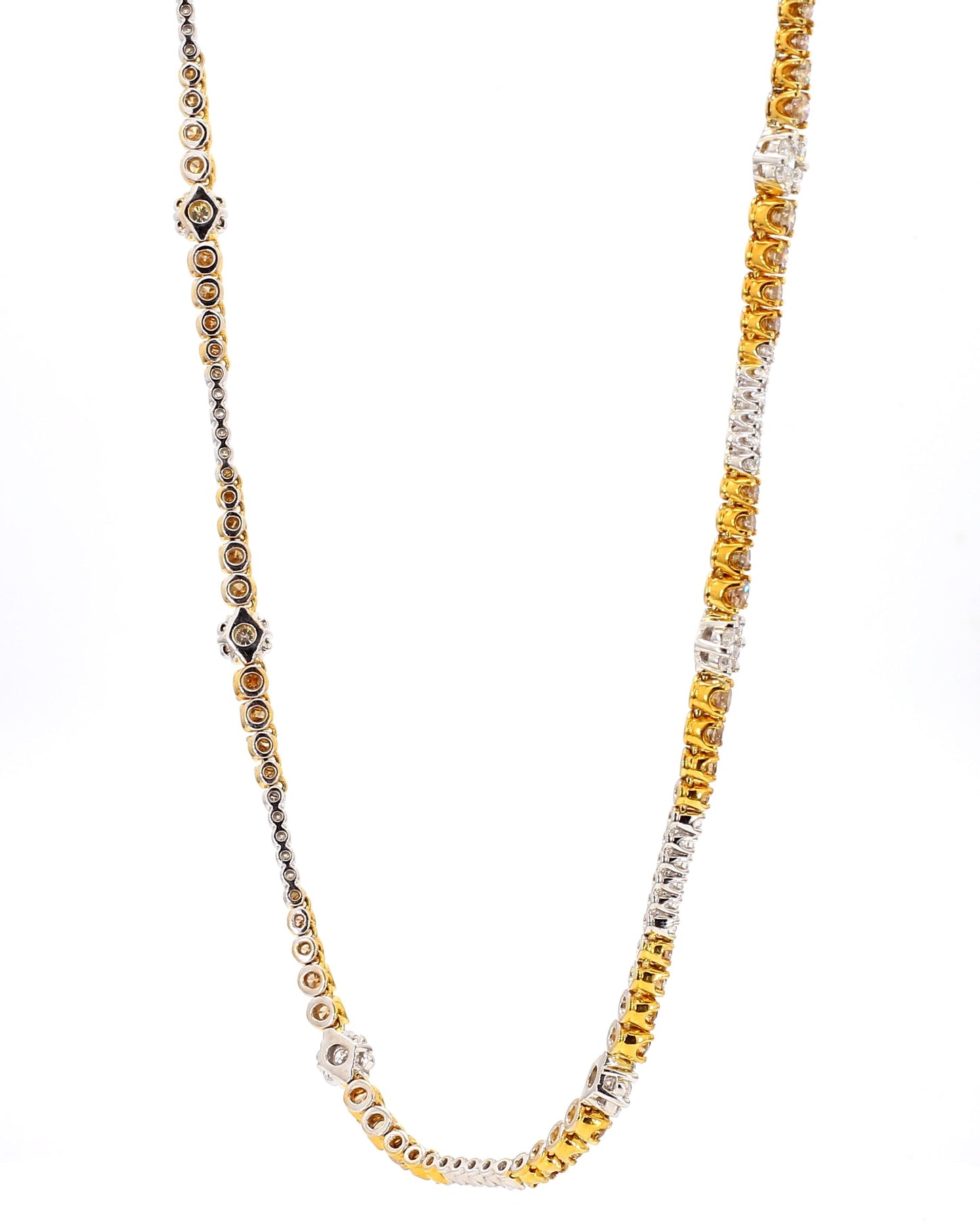 Natural Brown Round Diamond 8.18 Carat TW Gold Necklace