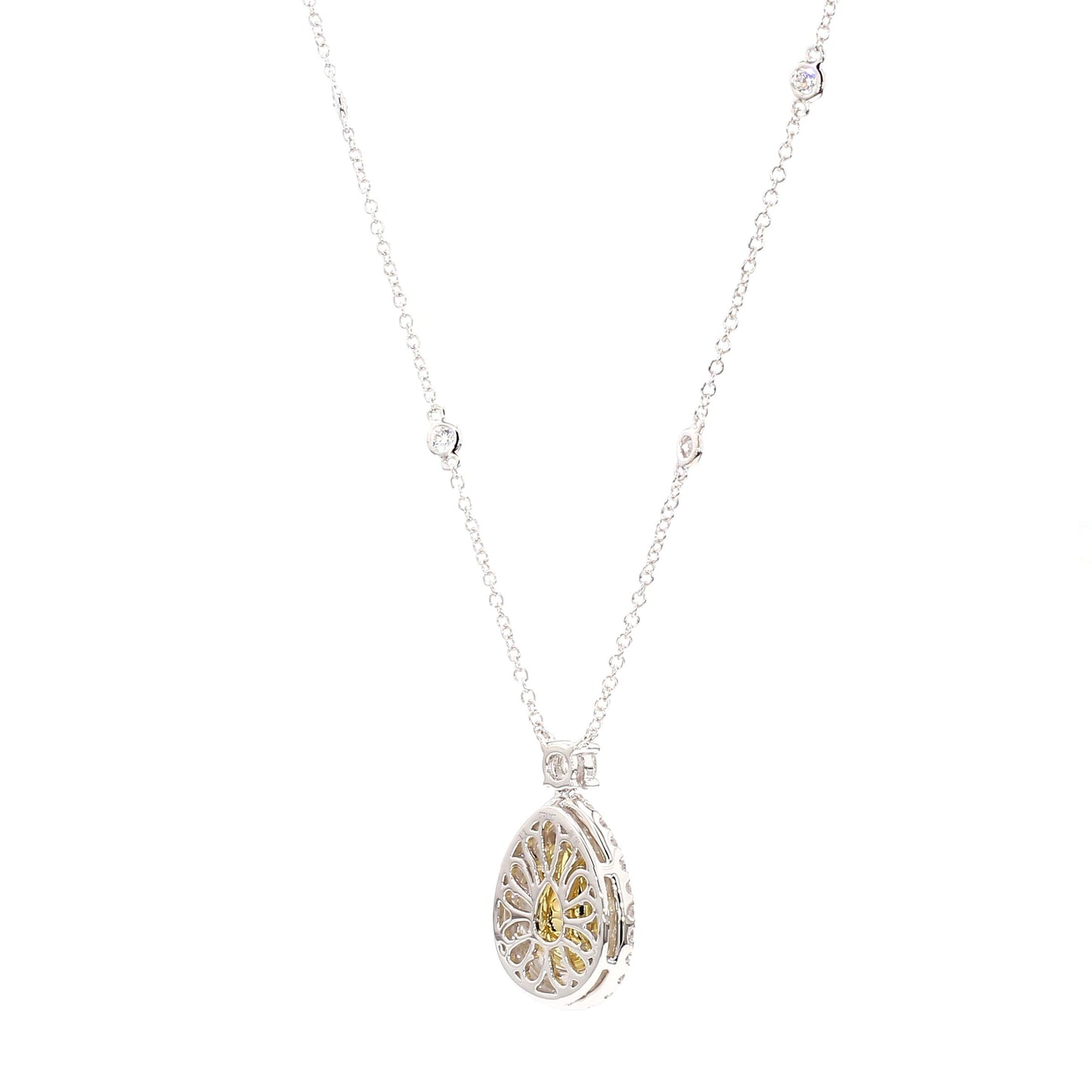 GIA Natural Fancy Deep Brownish Yellow Pear Diamond 3.27 Carat TW Gold Necklace