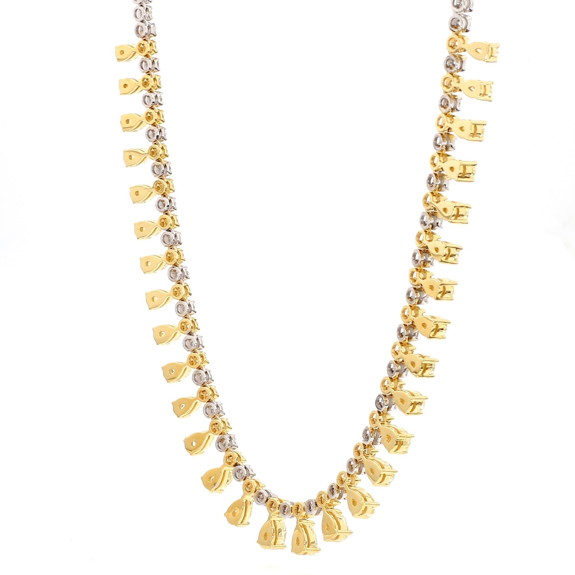 Natural Yellow Pear Diamond 12.05 Carat TW Gold Necklace