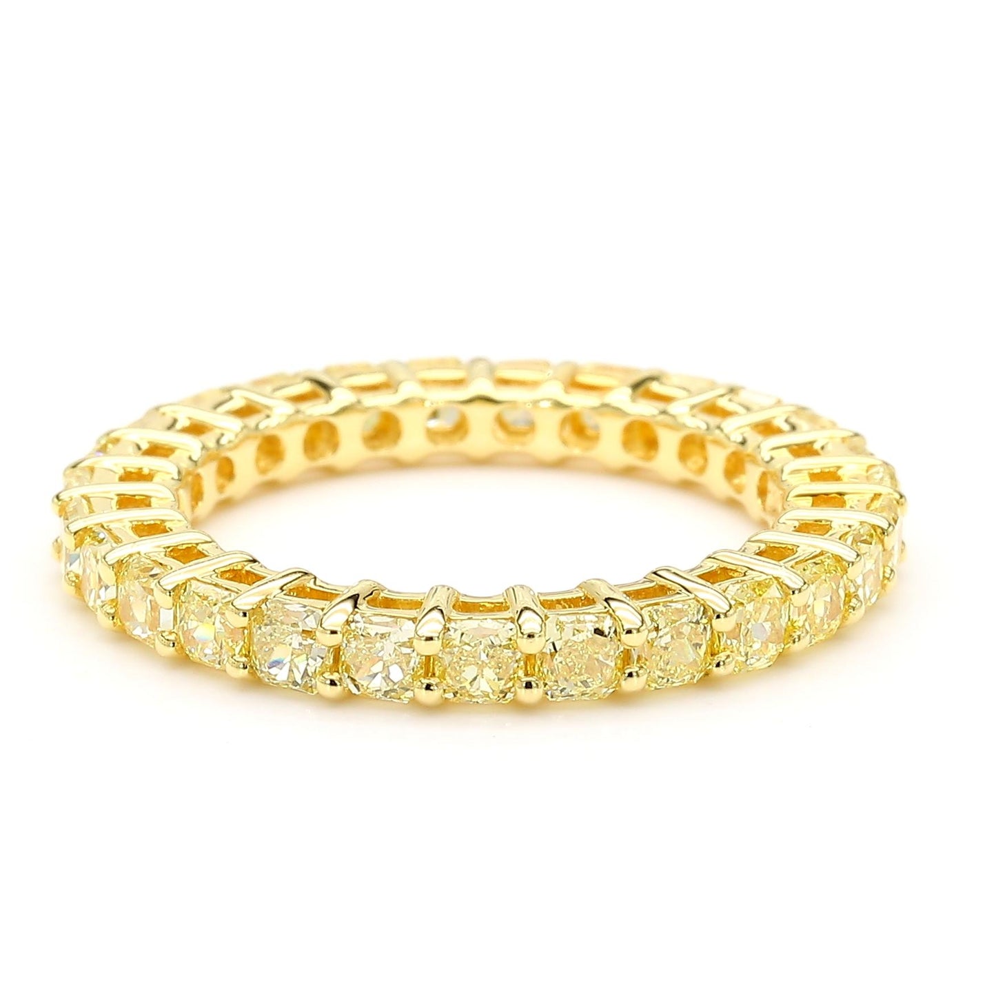 Natural Yellow Radiant Diamond 2.17 Carat TW Gold Wedding Band