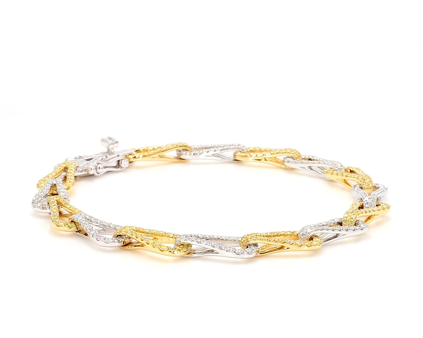 Natural Yellow Round Diamond 3.09 Carat TW Gold Bracelet