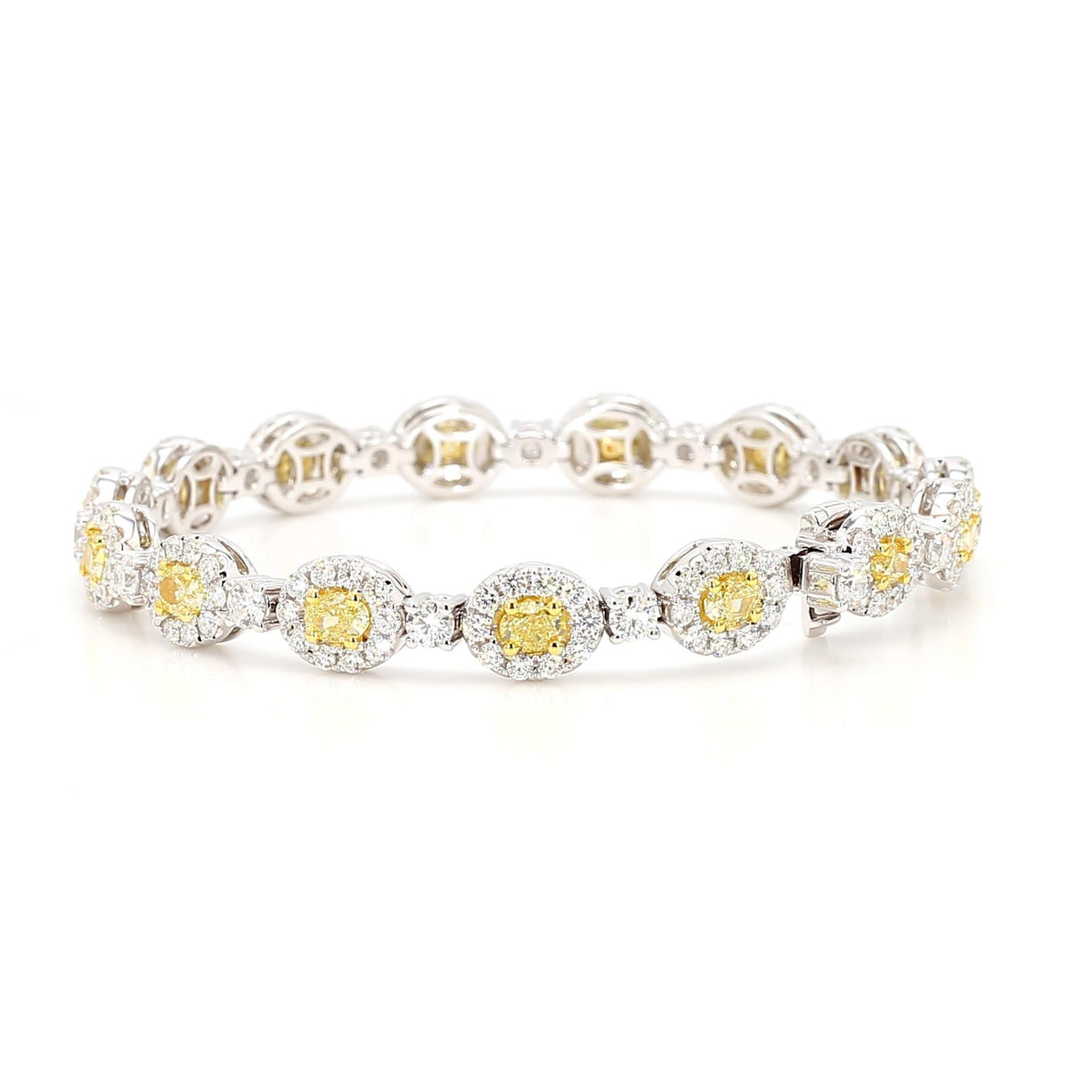 Natural Yellow Oval Diamond 7.36 Carat TW Gold Bracelet