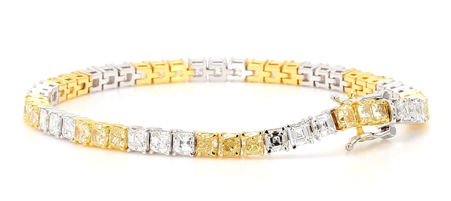 Natural Yellow Cushion Diamond 9.19 Carat TW Gold Bracelet