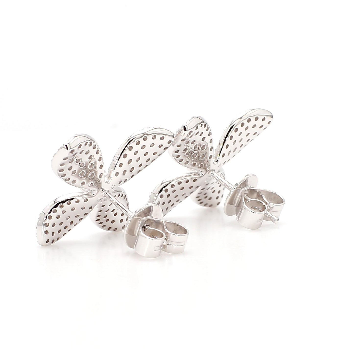 Natural White Round Diamond 0.98 Carat TW Gold Earrings