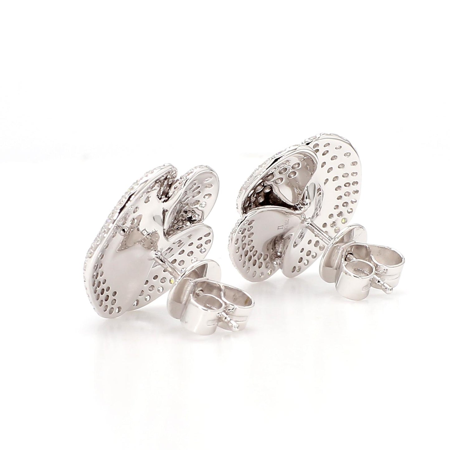 Natural White Round Diamond 1.55 Carat TW Gold Earrings
