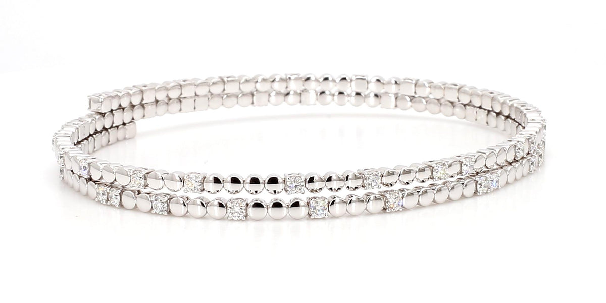 Natural White Round Diamond 1.54 Carat TW Gold Bracelet