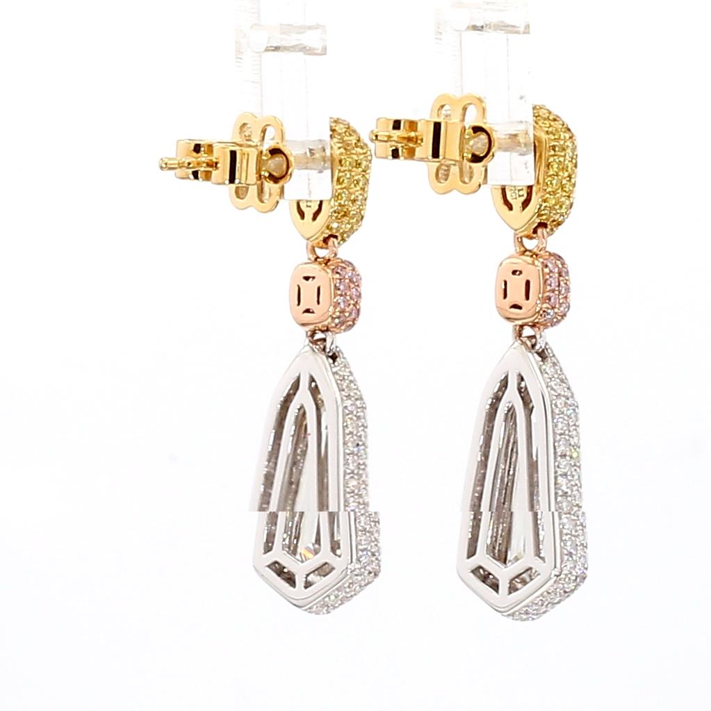 GIA Certified Natural White Kite Diamond 2.95 Carat TW Earrings