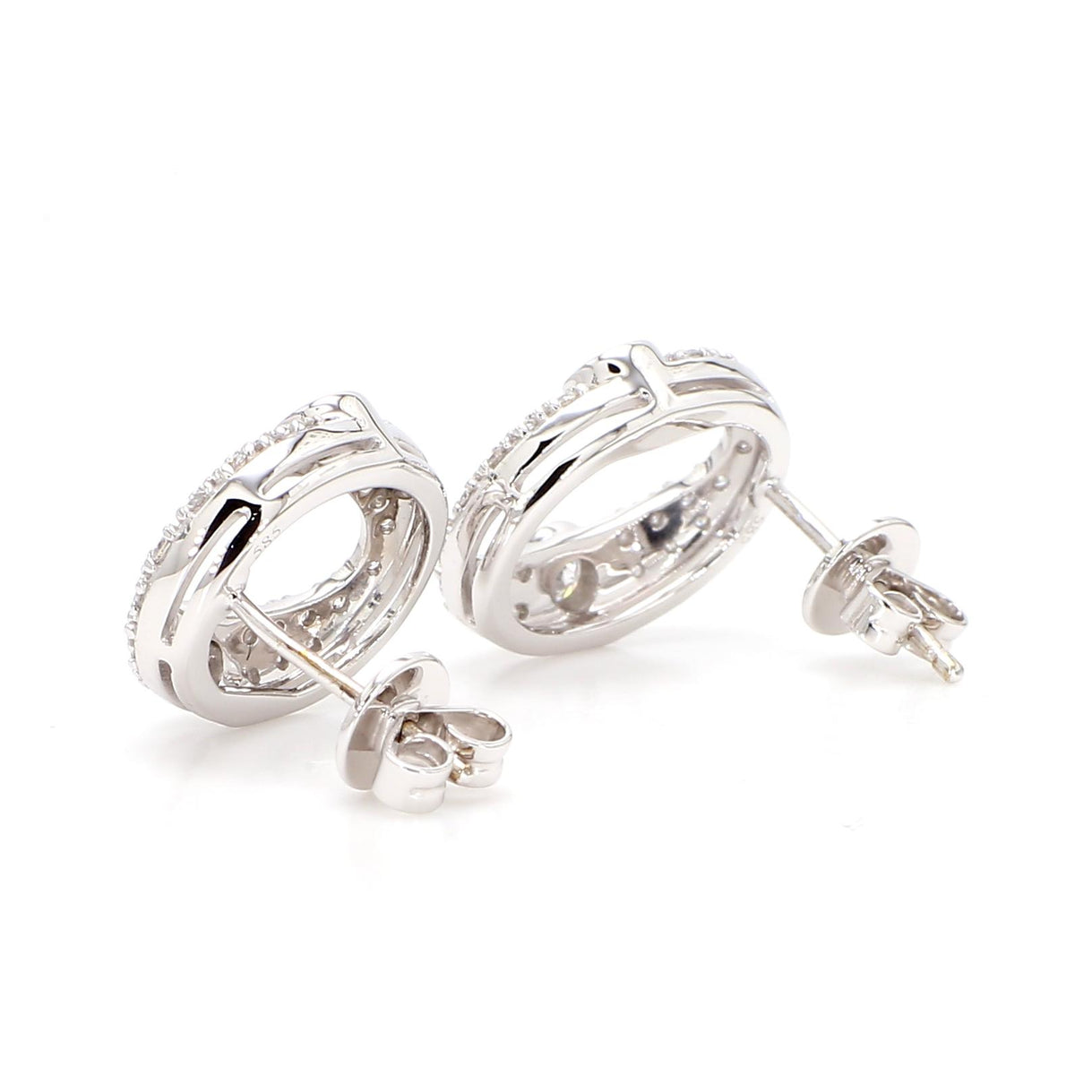 Natural White Round Diamond 0.45 Carat TW Gold Earrings